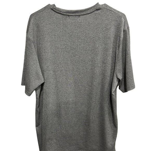 Claiborne Mens Gray Ribbed Short Sleeve Tee Size Large Casual Lightweight Knit - Picture 2 of 9